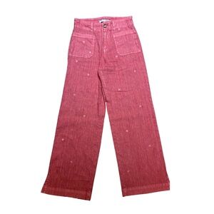 Billy T Rock Red Star Pants – Linen Rayon Mix – Size 28